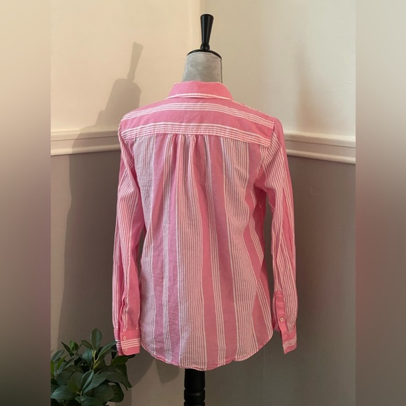 Talbots Pink & White Stripe Button Down Blouse - Picture 5 of 10